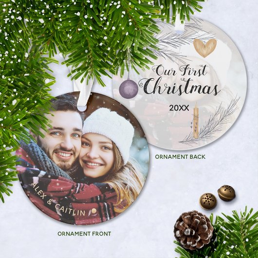 Paars Gold op maat van onze eerste kerstfoto Ornament