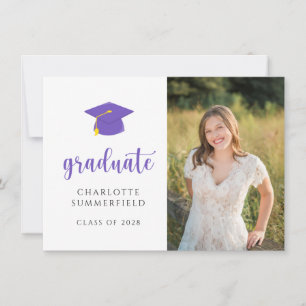 Paars Gold Pet Tassel Graduation Party Kaart