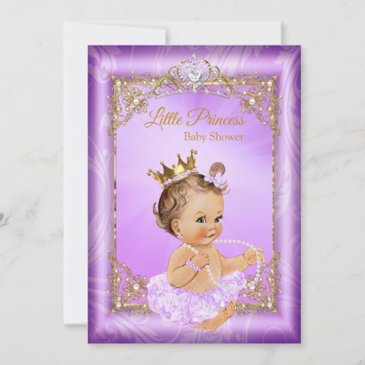 Paars Gold Prinses Baby shower Girl Kaart (Voorkant)
