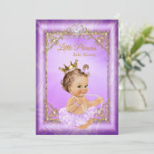 Paars Gold Prinses Baby shower Girl Kaart (Staand voorkant)