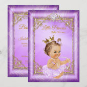 Paars Gold Prinses Baby shower Girl Kaart (Voorkant / Achterkant)