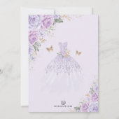 Paars Gold Quinceañera Butterfly Rozen Mis Quince Kaart (Achterkant)