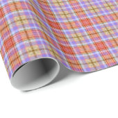 Paars Gold Red Tartan Pset Gingham Patroon Cadeaupapier (Rol Hoek)