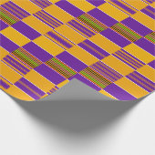 Paars Gold Royal African Kente Wrapping Paper Cadeaupapier (Hoek)
