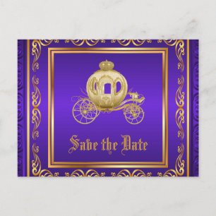 Paars Gold Royal Carriage Save the Date Aankondigingskaart