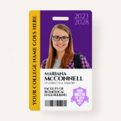 Paars Gold School College University Student-ID Badge (Voorkant)