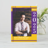 Paars Gold School Colour Afstuderen Foto geplakt Kaart (Staand voorkant)