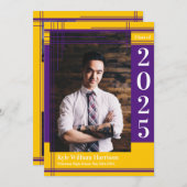 Paars Gold School Colour Afstuderen Foto geplakt Kaart (Voorkant / Achterkant)