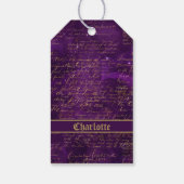 Paars Gold Script Cadeaulabel (Achterkant)
