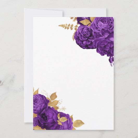 Paars Gold Stiletto Champagne Adult Birthday Kaart (Achterkant)