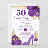 Paars Gold Stiletto Champagne Adult Birthday