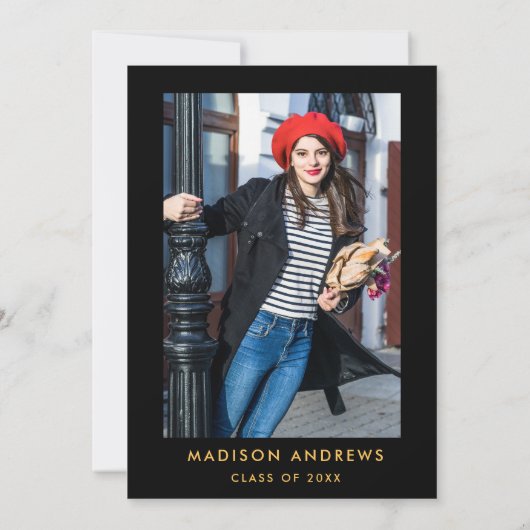 Paars Gold Striped Afstuderen nodigt uit - Foto te Kaart (Achterkant)