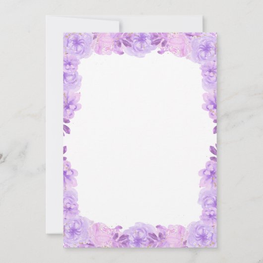 Paars Gold Tiara Princess Quinceañera Uitnodiging (Achterkant)