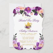 Paars Gold Vrijgezellenfeest Tea Party nodigt BP u Kaart (Voorkant)