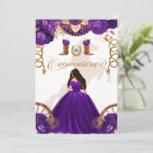 Paars Gold Western Charro 2-Sided Quinceanera Inv Kaart (Staand voorkant)