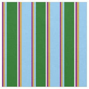 Paars, Goldenrod, Light Sky Blue, Green & White Stof