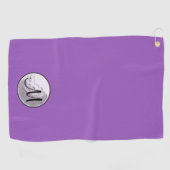 Paars golfhanddoek met op maat gemaakt monogram, e (Horizontaal)