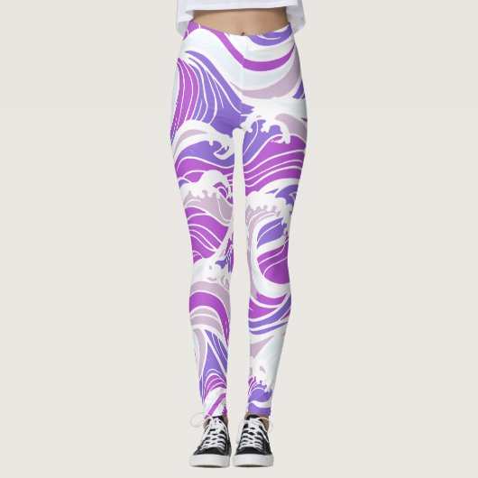 Paars Golfpatroon Leggings (Voorkant)