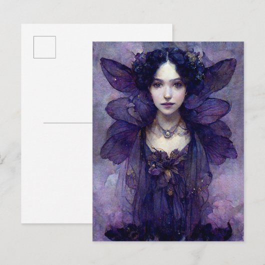 Paars Gothic Fairy Fantasy Art Briefkaart (Voorkant / Achterkant)
