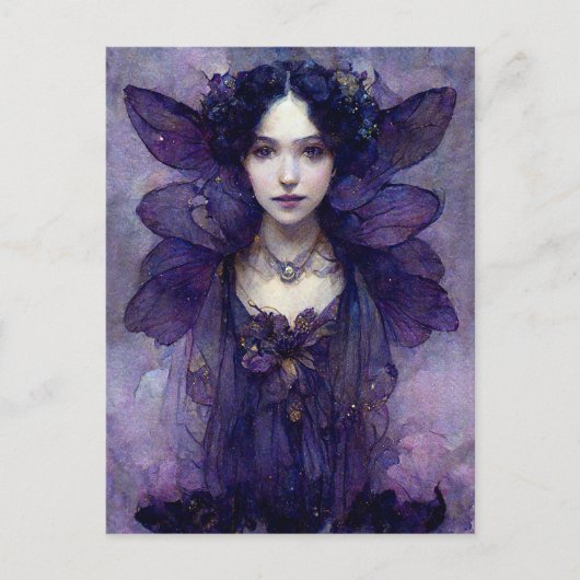 Paars Gothic Fairy Fantasy Art Briefkaart (Voorkant)