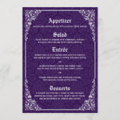 Paars gothic Victoriaans Damask Wedding Menu (Voorkant)