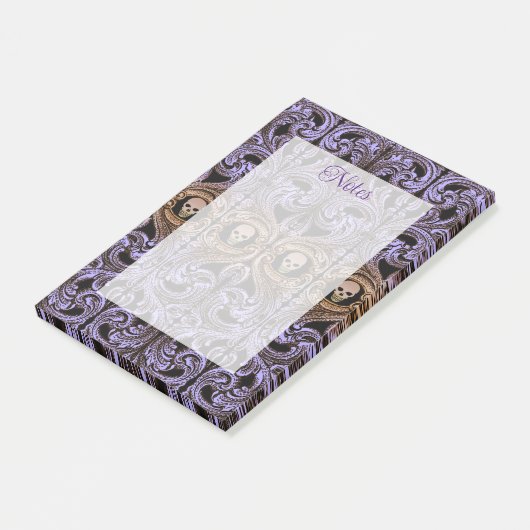 Paars Gotisch Ornament Met Schedel Post-it® Notes (Schuin)