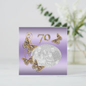 Paars goud 70e zeventigste verjaardag kaart (Staand voorkant)