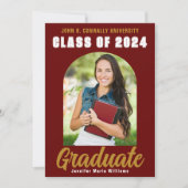 Paars Goud Afstudeerfoto Modern Cursief Afstudeerc Aankondiging (Voorkant)