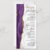 Paars Goud Agaat Marmer Script Trouwprogramma (Achterkant)