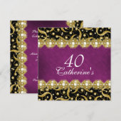 Paars goud "alle leeftijden" elegante party kaart (Voorkant / Achterkant)