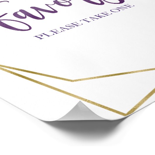 Paars Goud  Aquarel Bloemen Favorieten Bordje Poster (Hoek)