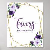 Paars Goud  Aquarel Bloemen Favorieten Bordje Poster (Voorkant)