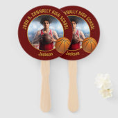Paars Goud Basketbalspeler Foto Middelbare School Handwaaier (Voorkant en achterkant)