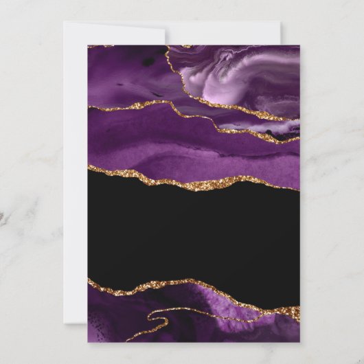 Paars & Goud Bewaar de Datum Kaart (Achterkant)