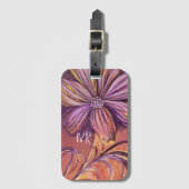 Paars & Goud Bloemenschildering in Waterverf Leven Bagagelabel (Voorkant (verticaal))