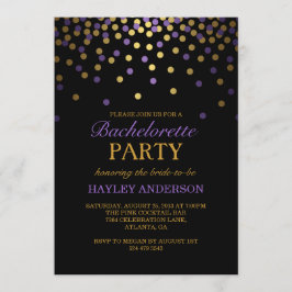 Paars & Goud Confetti Bachelorette Uitnodiging