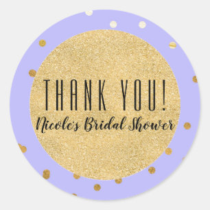 Paars & Goud Confetti Stippen Modern Feest Favorie Ronde Sticker