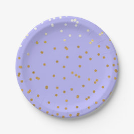 Paars & Goud Confetti Stippen Moderne Bruidsdouche Papieren Bordje
