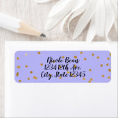 Paars & Goud Confetti Stippen Moderne Glamour Glam Etiket (Insitu)