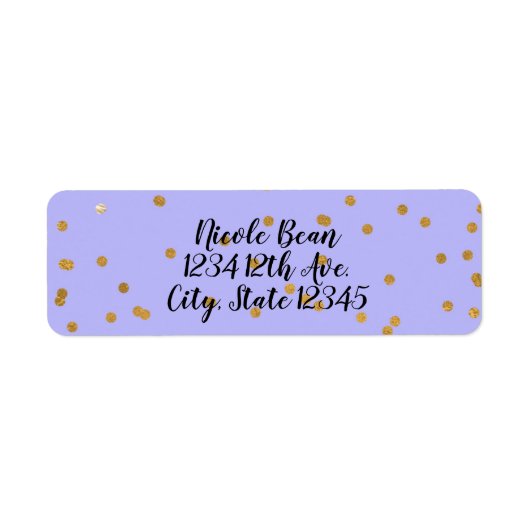 Paars & Goud Confetti Stippen Moderne Glamour Glam Etiket (Voorkant)