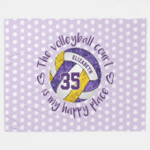 paars goud De volleybalrechtbank is mijn gelukkige Fleece Deken (Voorkant (Horizontaal))