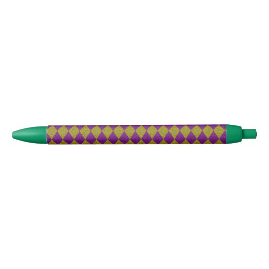 Paars & Goud Diamant Glitter Zwarte Inkt Pen (Voorkant)