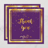 Paars goud elegant dank je wel  bedankkaart (Voorkant / Achterkant)