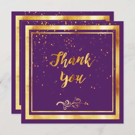 Paars goud elegant dank je wel  bedankkaart (Voorkant / Achterkant)