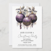Paars & Goud Elegant Kerstfeest Kaart (Voorkant)
