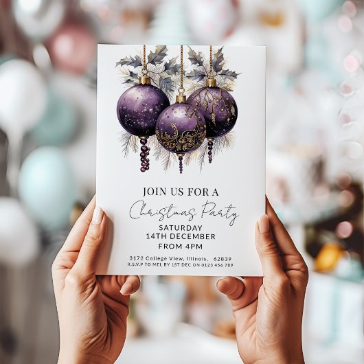 Paars & Goud Elegant Kerstfeest Kaart