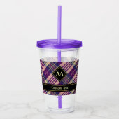 Paars, goud en blauw Tartan Acryl Drinkbeker (Voorkant)