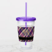 Paars, goud en blauw Tartan Acryl Drinkbeker (Rechts)