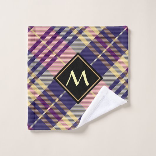 Paars, goud en blauw Tartan Bad Handdoek (Wasdoekje)