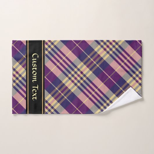 Paars, goud en blauw Tartan Bad Handdoek (Handdoek)